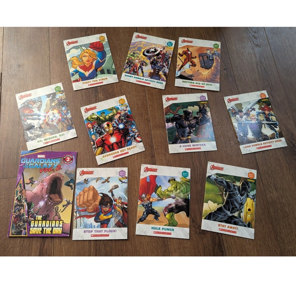 Marvel Avengers Phonics Books & Guardians of the Galaxy Reader Lot of 11